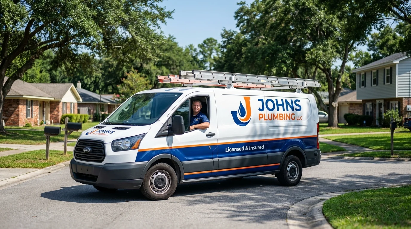 Johns Plumbing LLC service van in Fayetteville, TN