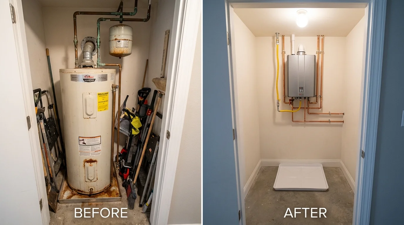 Tank water heater versus wall-mounted tankless unit comparison for Fayetteville, TN homeowners